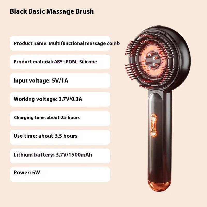 Red and blue light therapy plastic scalp massage hair comb with Type-C charging port