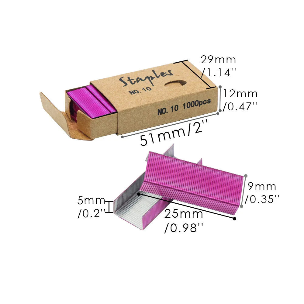 Box of 1000 metal stitching needles in black, purple, rose gold and rose red colours