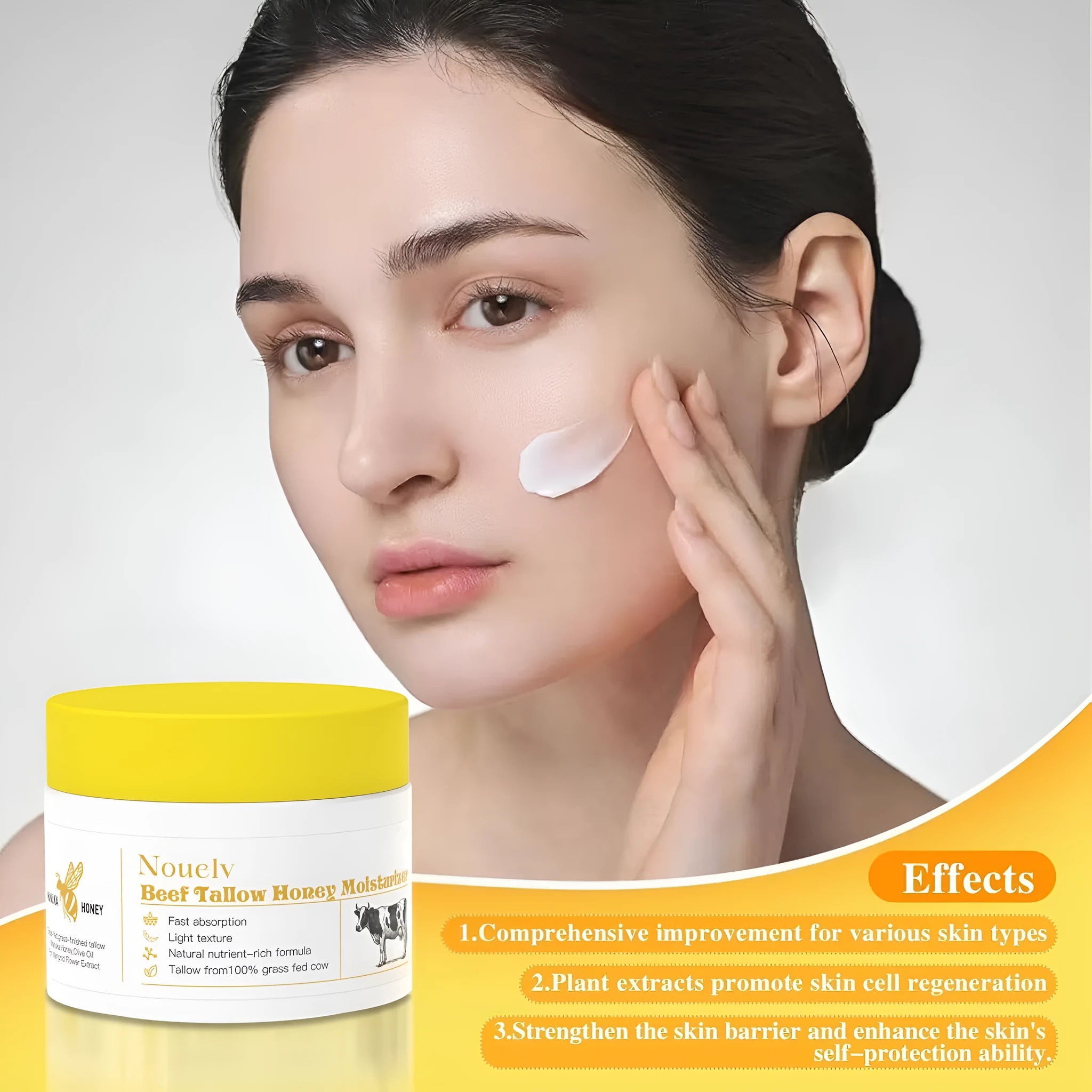 50g honey tallow cream jar for dry and combination skin moisturising