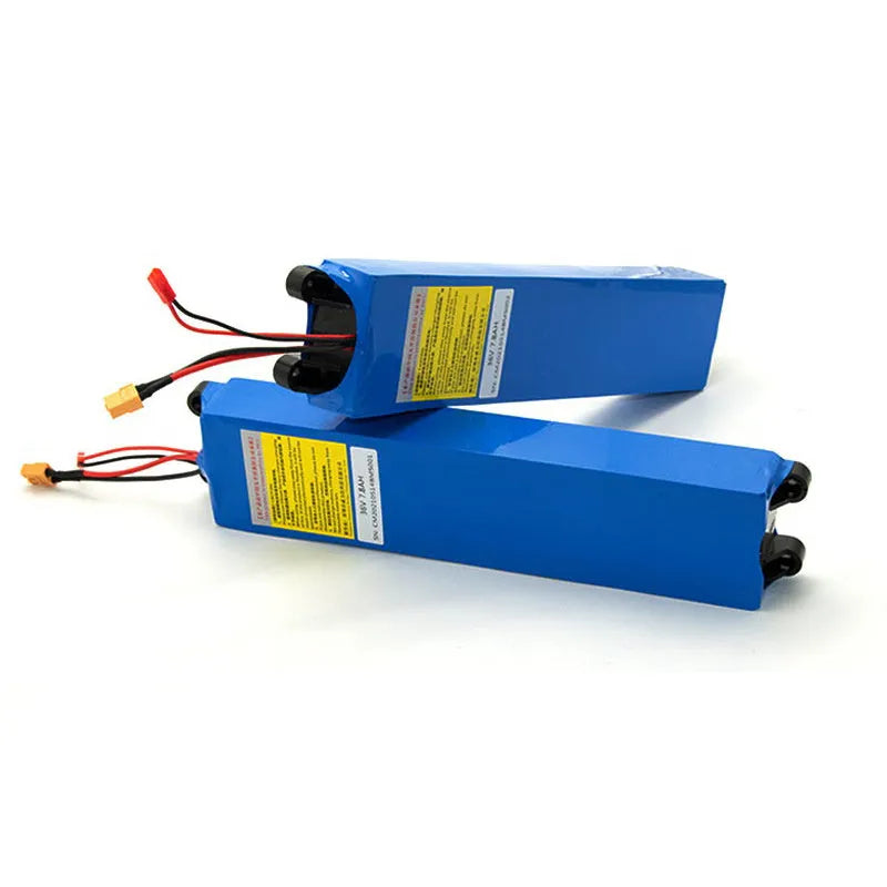 36V electric scooter lithium battery pack showing three capacity options: 6.6Ah, 7.8Ah, and 10.4Ah