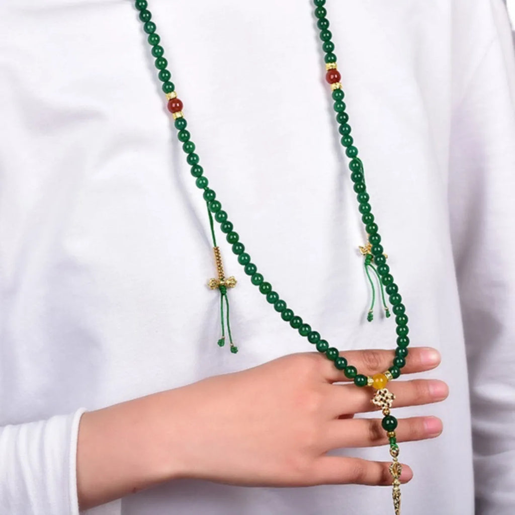 Brazil natural green agate multi-circle bracelet showing handcrafted beads in unisex design
