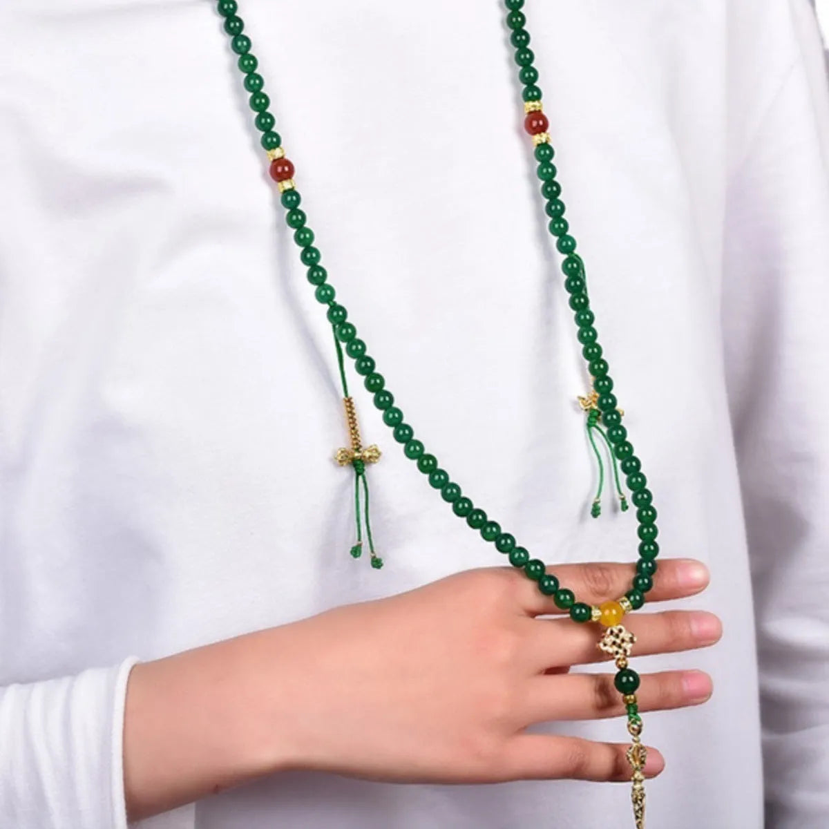 Brazil natural green agate multi-circle bracelet showing handcrafted beads in unisex design
