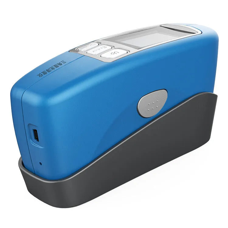 Ceramic brightness stone portable glossiness tester showing measurement angles and aperture specifications