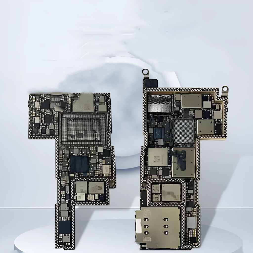iPhone 13 Pro mini replacement motherboard upper and lower board sections with bottom ID chip