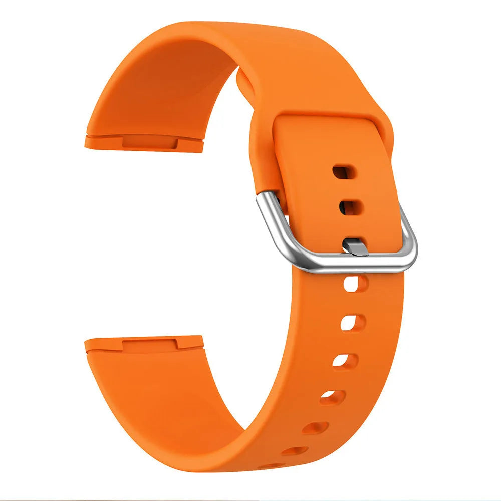 Solid colour silicone strap with silver buckle for Fitbit Versa 3 and Sense 2 smartwatches