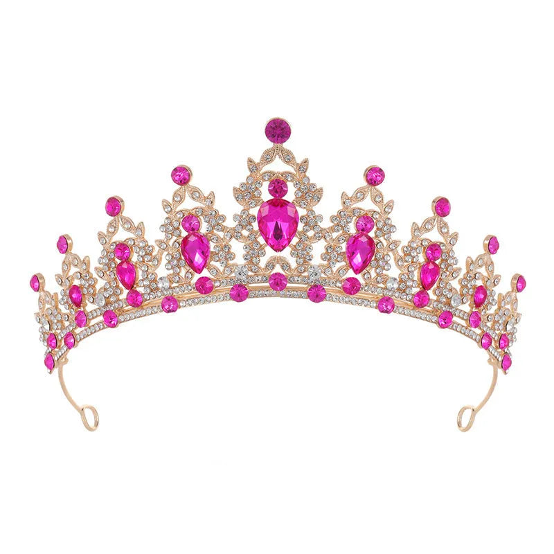 Baroque-style bride headdress crown with rhinestone accents on alloy base