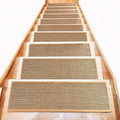 Japanese-style linen-look stair mat in camel colour with rubber sole bottom