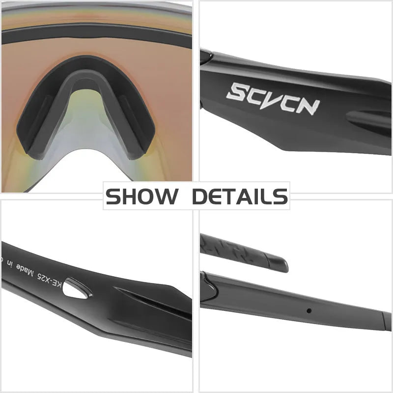 Frameless windproof athletic glasses with a colourful integrated lens for sports