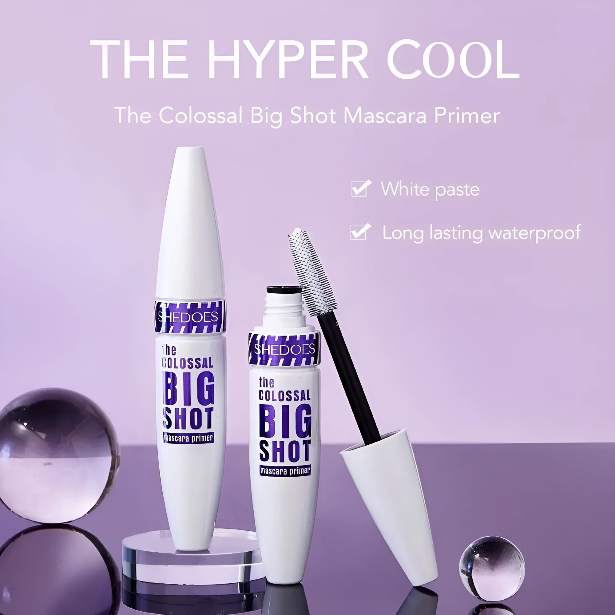 White waterproof mascara in 10ML tube with sweat-proof quick-drying properties for lash curling and shaping