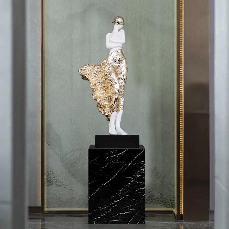 48cm tall resin character ornament in rose gold metallic finish