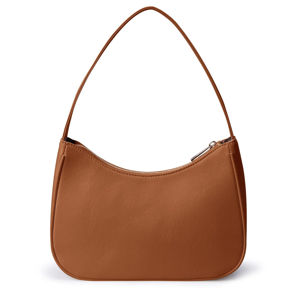 Waterproof retro PU shoulder bag in apricot colour with adjustable strap