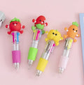 Cartoon theme four-colour press ballpoint pen with silicone grip and 0.7mm tip