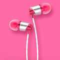 Wired in-ear headphones with 3.5mm plug, microphone on cable, available in black, blue or red