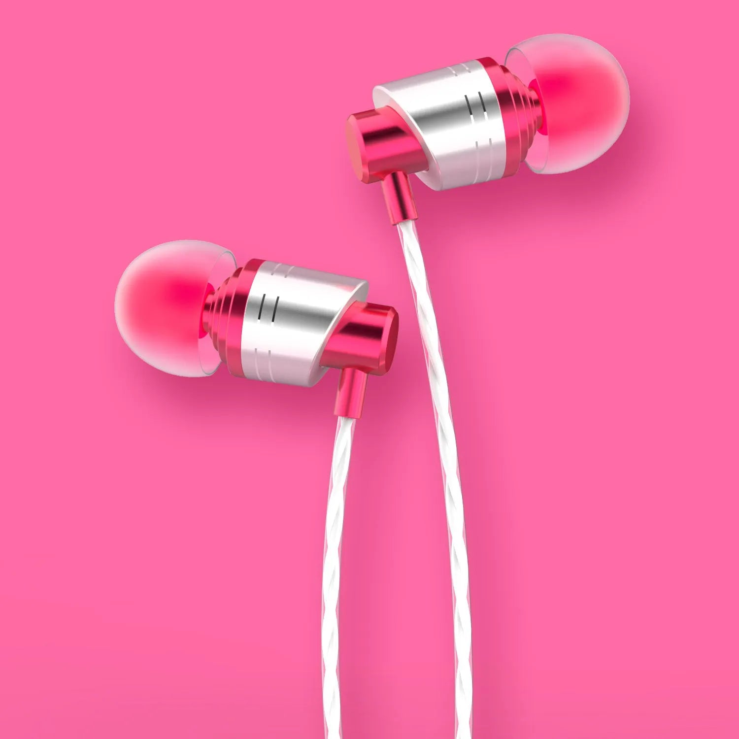 Wired in-ear headphones with 3.5mm plug, microphone on cable, available in black, blue or red