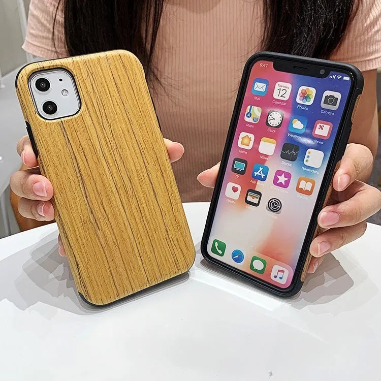 Natural wood iPhone back cover in Rosewood colour for iPhone 11 Pro, showing grain detail.