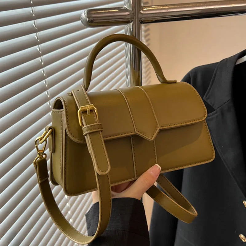 Women's horizontal square messenger bag in beige colour with sandwich pocket and file compartment