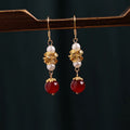 Vintage court style cheongsam earrings with geometric alloy design and electroplated colour finish