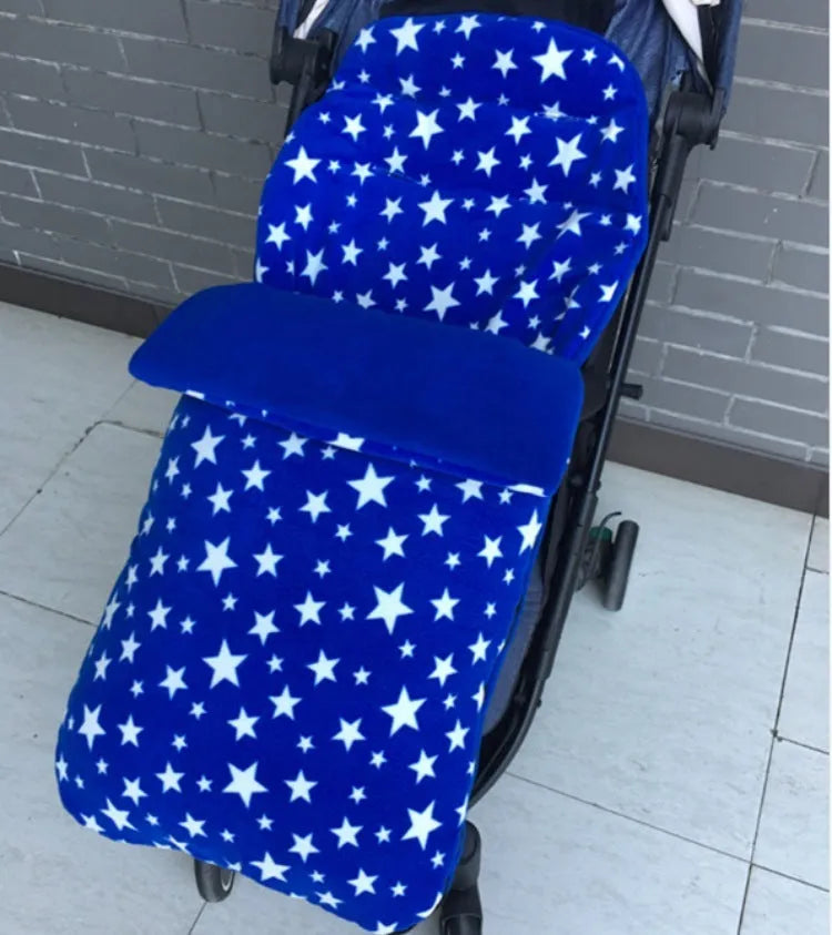 Baby stroller sleeping bag with thick filling in envelope design, shown in beige colour.