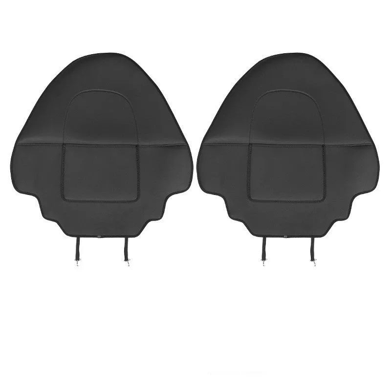 Black leather rear seat anti-kick pad with single pocket, dimensions 68cm by 42cm