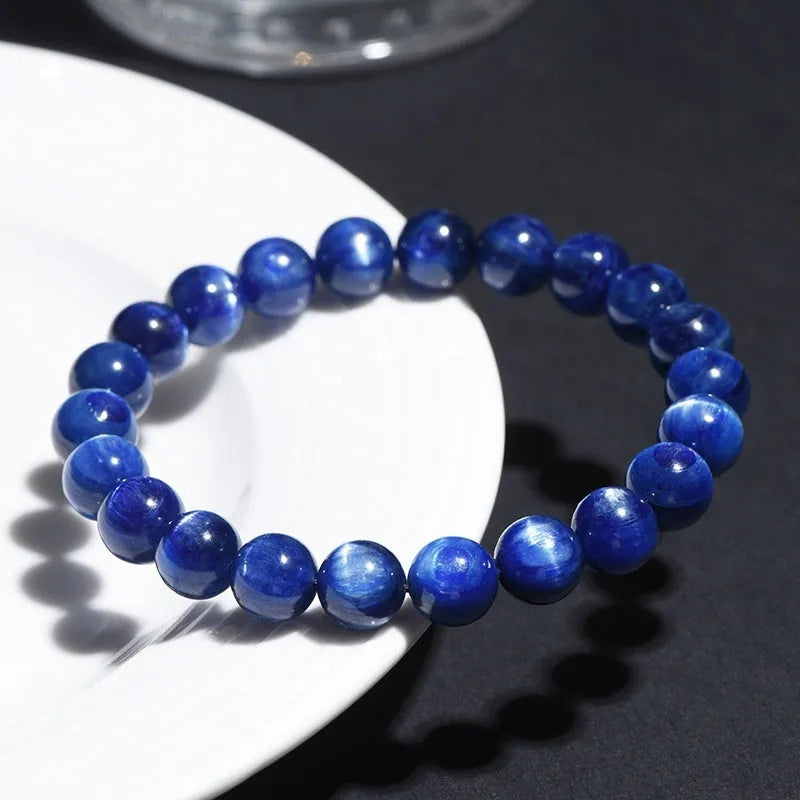 Natural blue crystal ball bracelet with Ruyi symbol in various size options