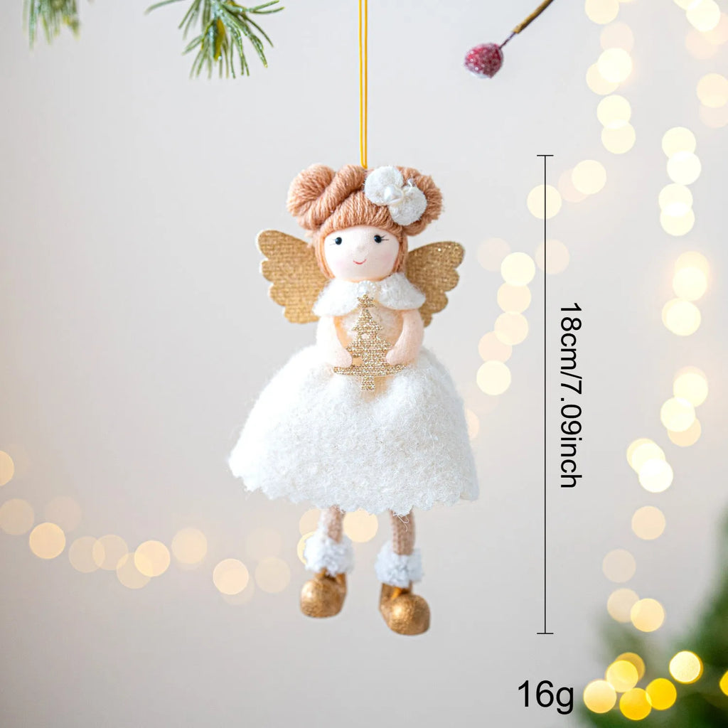Christmas angel wings plush pendant decorative hanging ornament in pink or white colour with cloth material