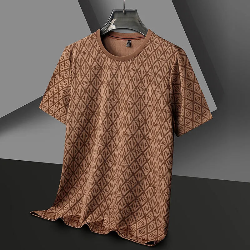 Men's round neck short sleeve T-shirt in ice silk fabric with antibacterial properties