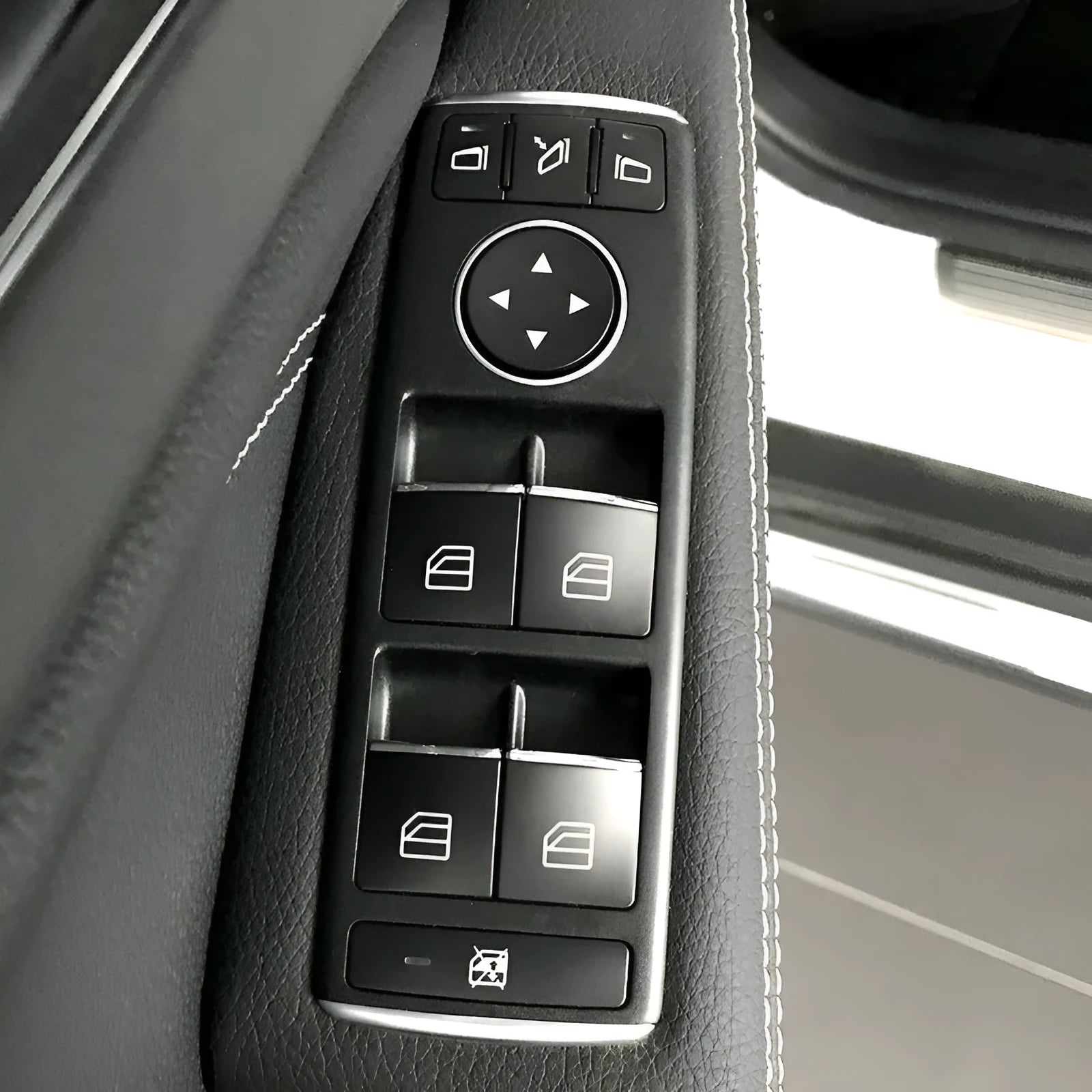 Black window lift button decorative cover with glitter design on ABS plastic for car interior enhancement