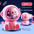 Children's cartoon astronaut themed manual pencil sharpener in blue or pink with adjustable sharpening levels
