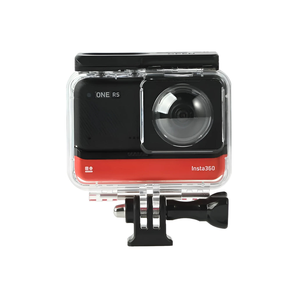 Transparent waterproof housing for Insta360 One RS panoramic camera with 9cm by 8cm dimensions