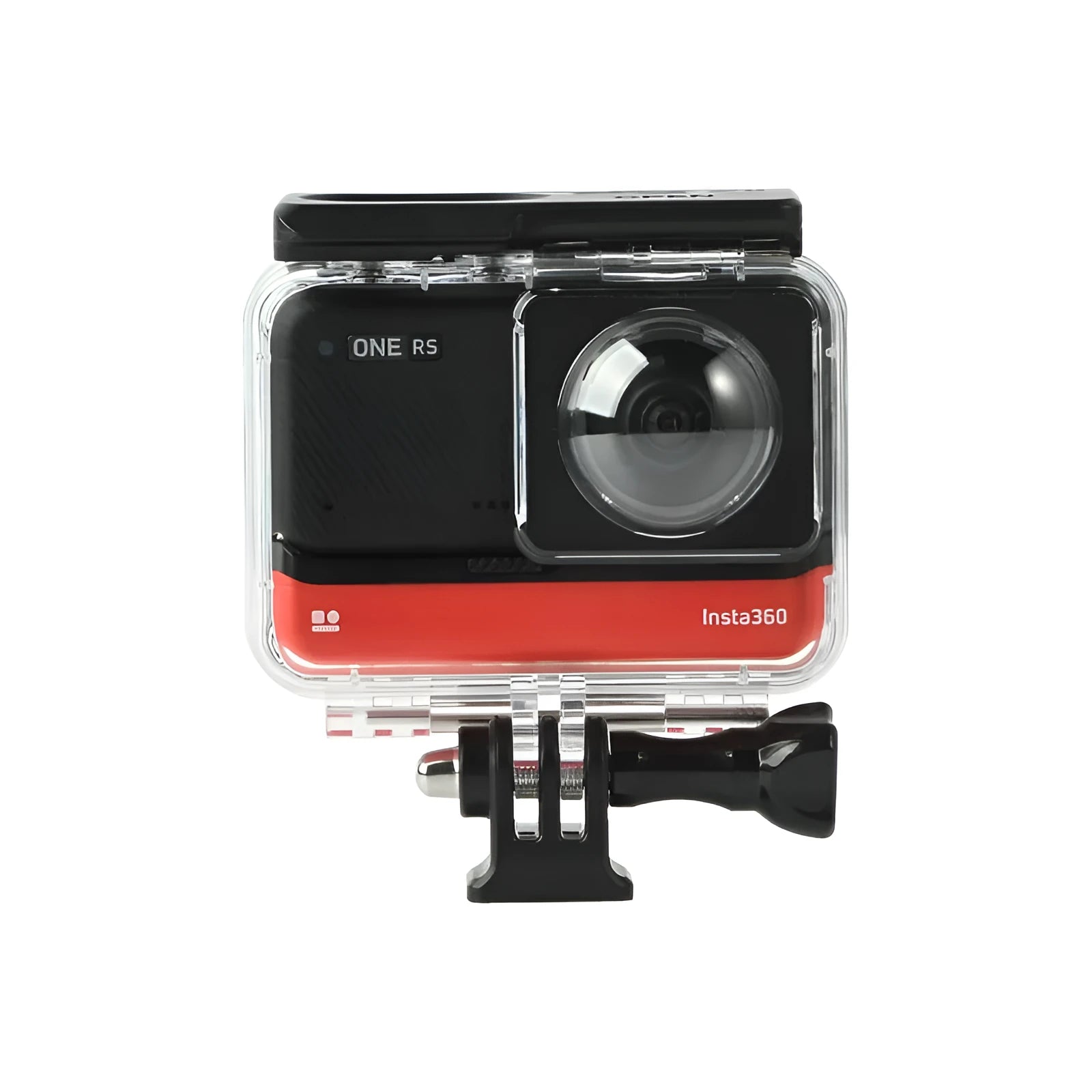 Transparent waterproof housing for Insta360 One RS panoramic camera with 9cm by 8cm dimensions