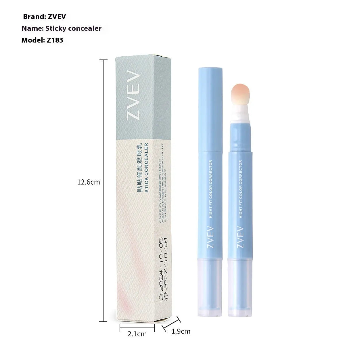 Sponge brush head moisturising clothing concealer cream in three shade options