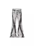 American street retro heavy rough selvedge jeans in black ribbon gradient colour with zip fly