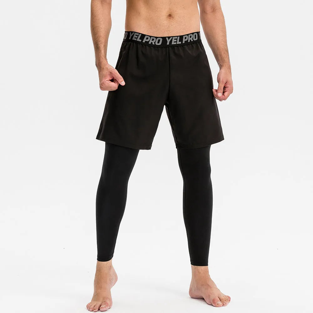 Men's grey quick-dry fitness pants in polyester spandex fabric for gym workouts