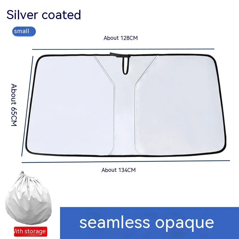 Double ring car front shield sun protection in titanium silver NC fabric