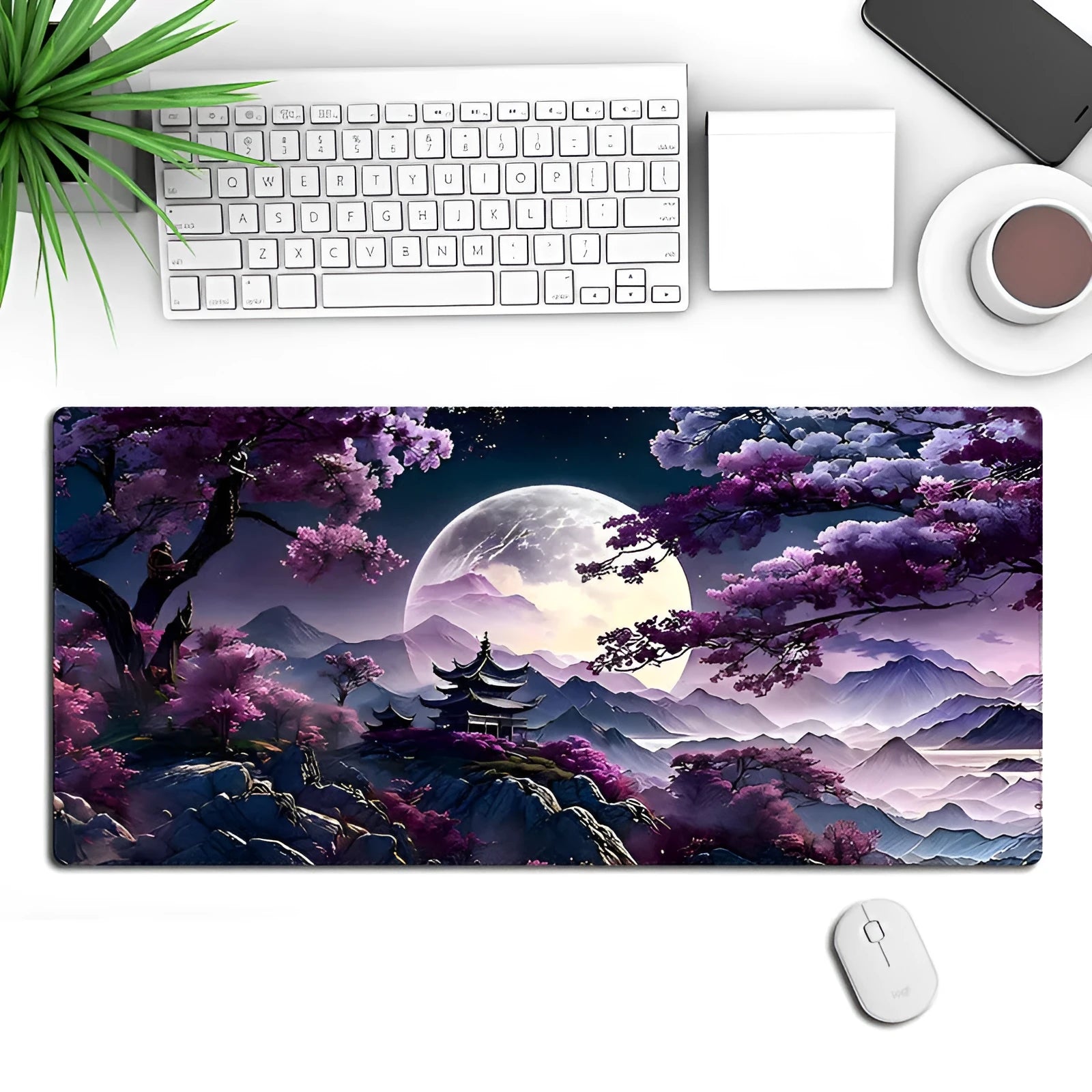 Precision lock edge gaming mouse pad with non-slip rubber cloth base and thermal transfer pattern