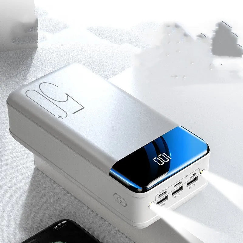 50000mAh large capacity power bank with triple output ports in black colour