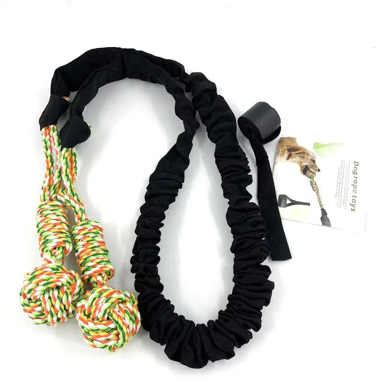 Cotton rope dog tug toy in twisted construction for chewing and interactive play