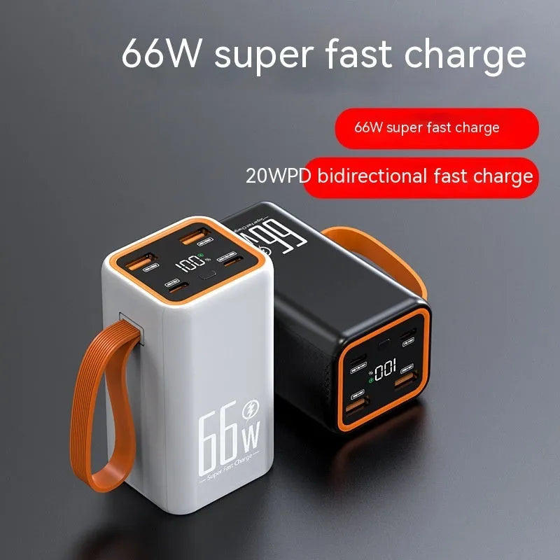 Black and white 20000mAh fast charge power bank with creative design