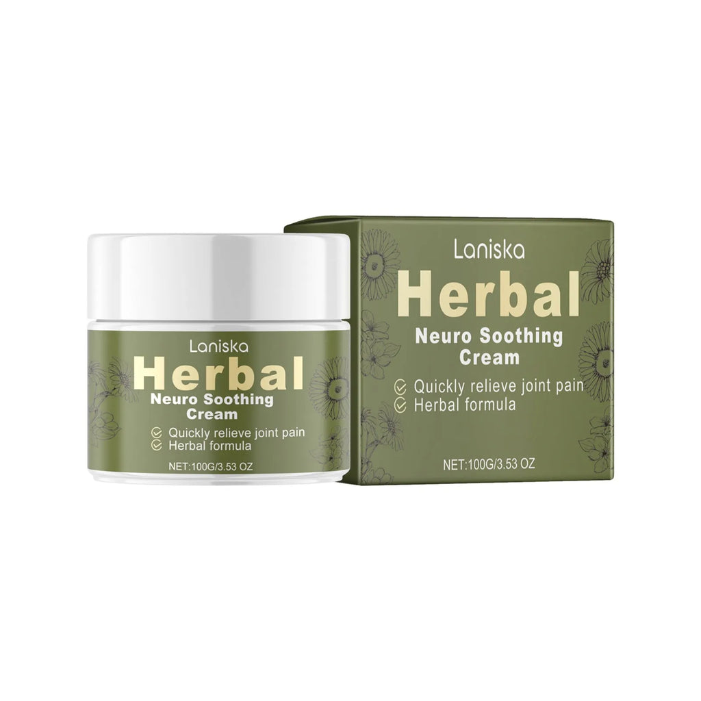 100g container of botanical body care cream with arnica, pepper and mugwort ingredients