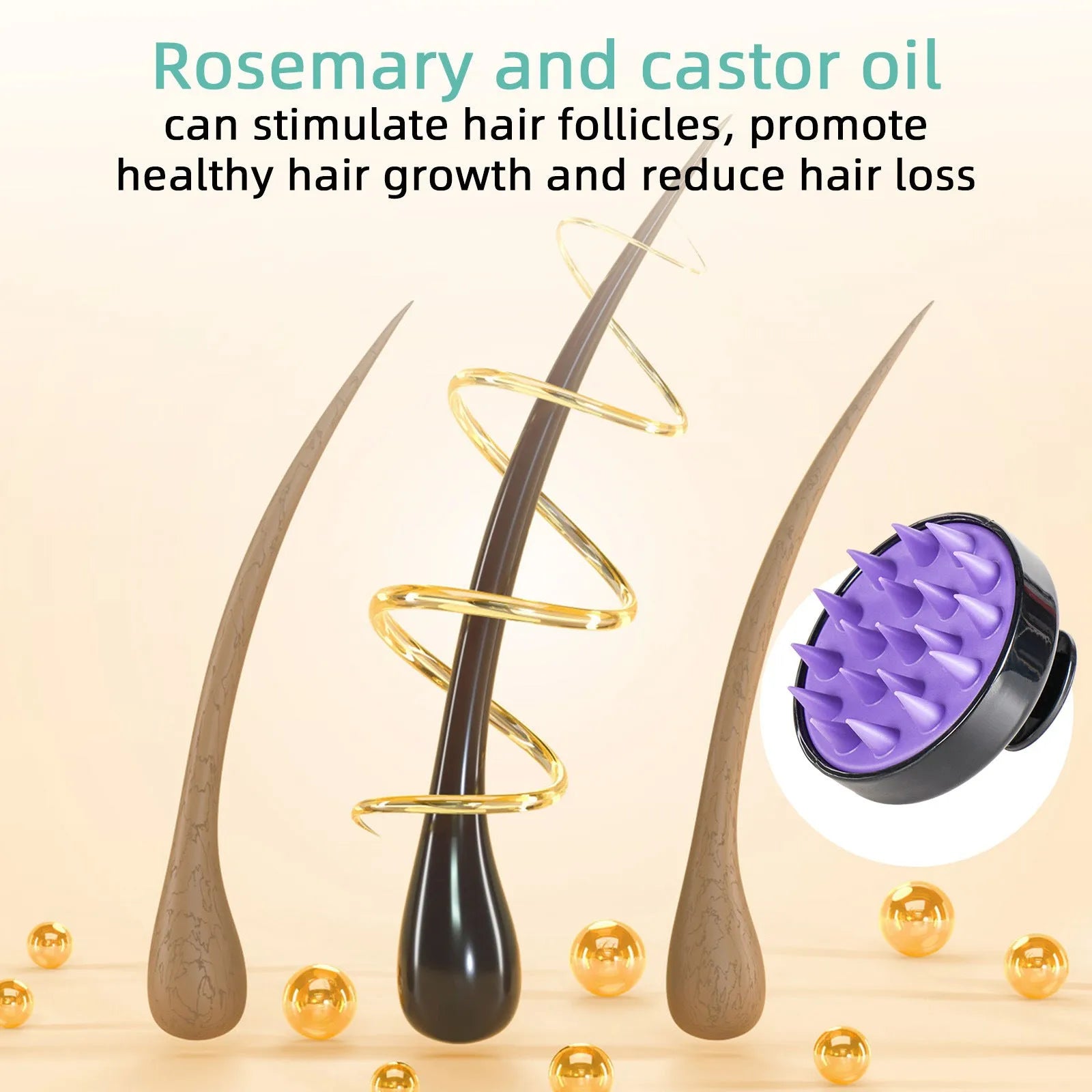 118ml bright yellow hair treatment oil bottle with massage brush for hair care application