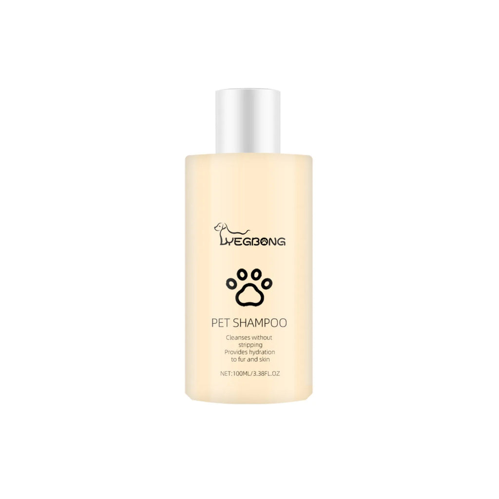 Bottle of mild dog shampoo for soft, tangle-free hair in 100ml and 300ml sizes.
