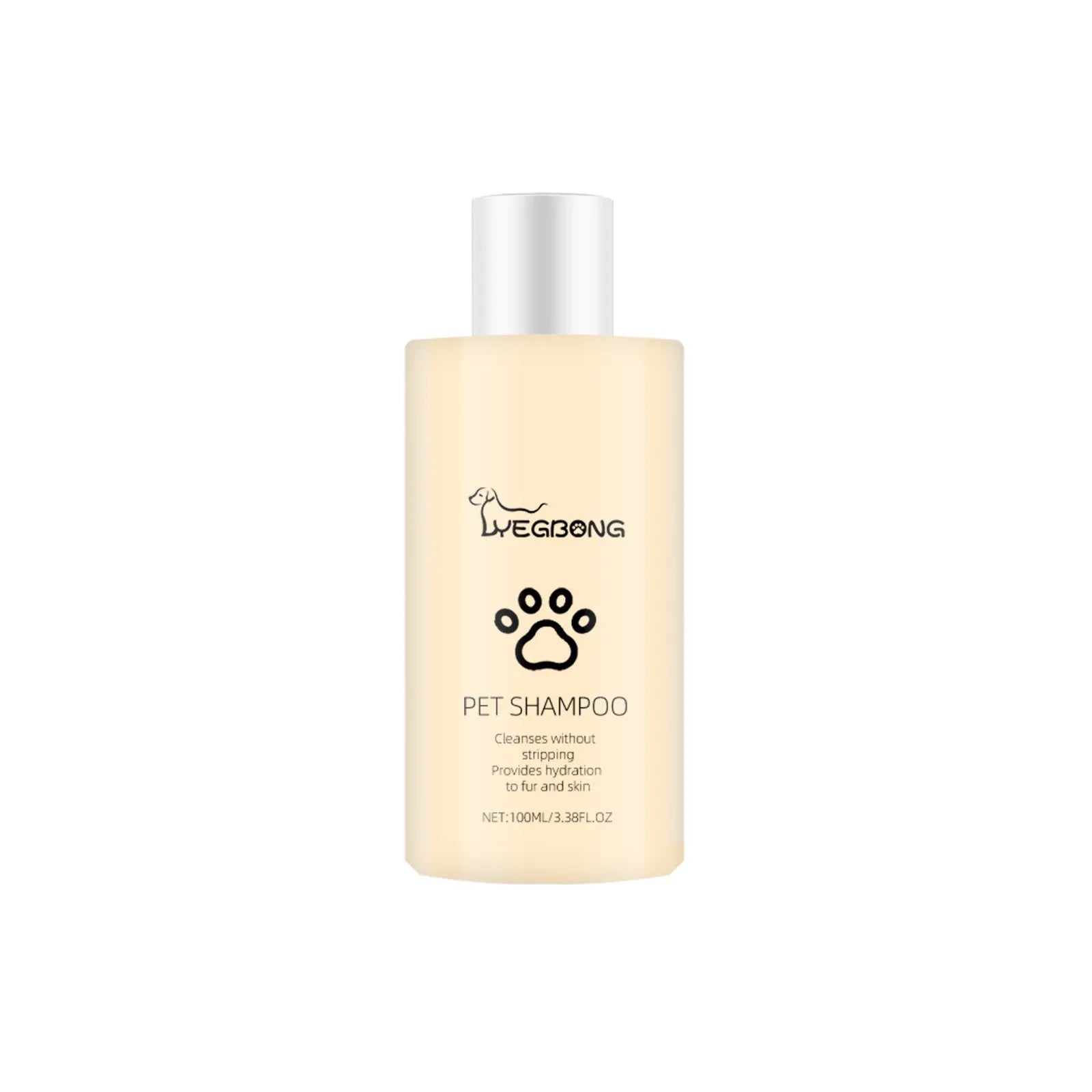 Bottle of mild dog shampoo for soft, tangle-free hair in 100ml and 300ml sizes.