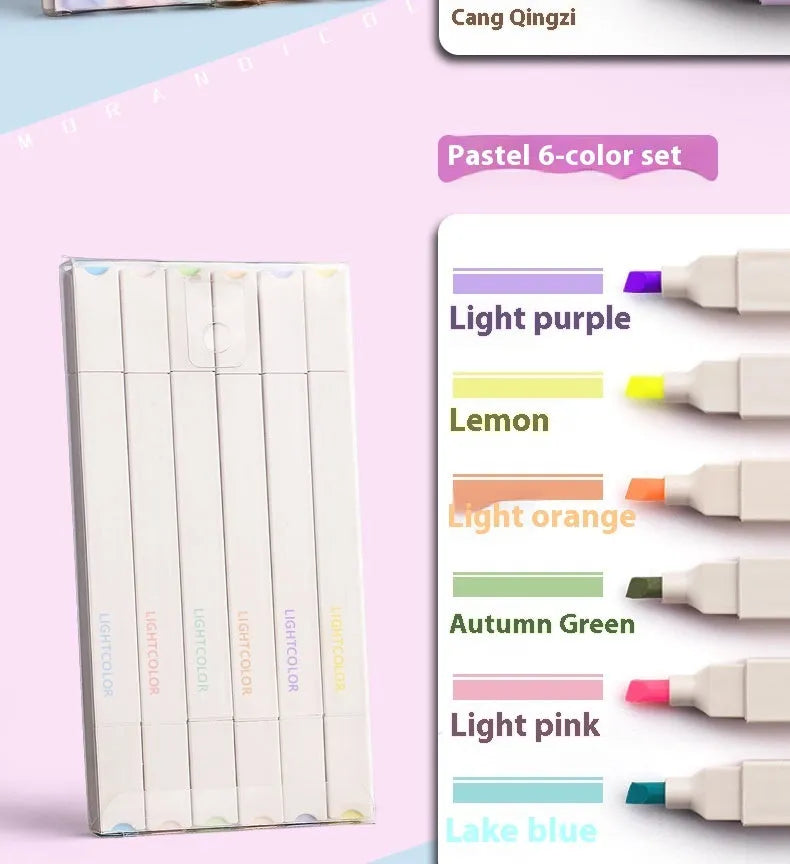 Double-headed fluorescent marking pens showing two different ink colours per pen