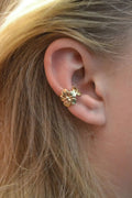 Gold starfish and scallop drop earrings with conch details for women's beach jewellery