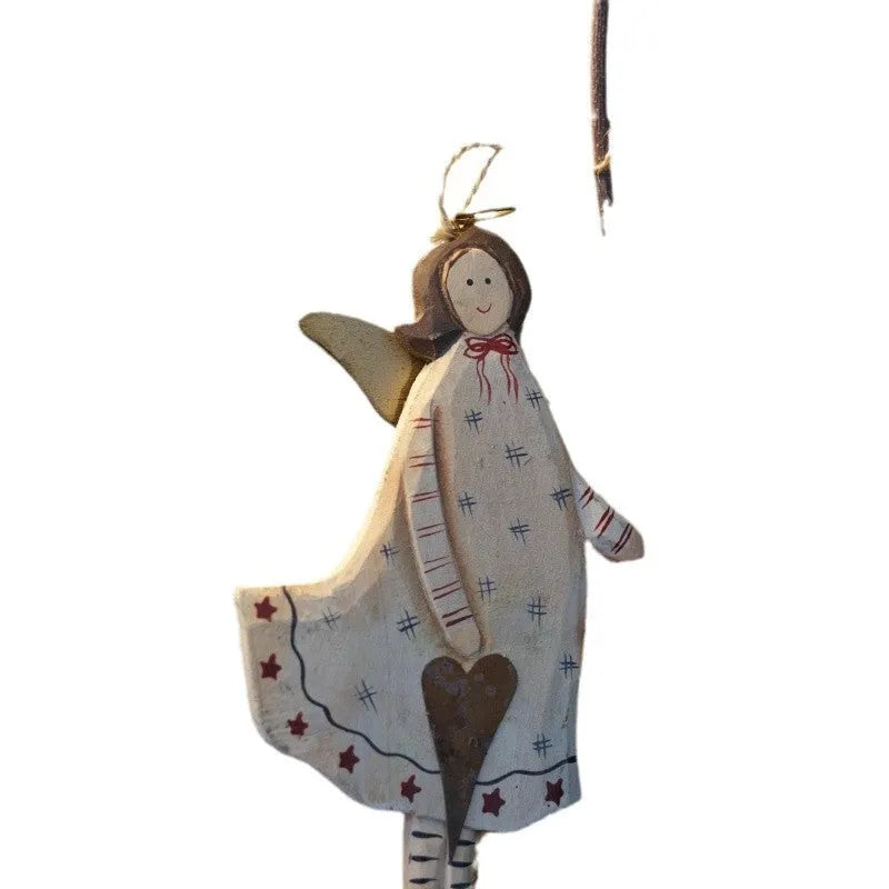 Wooden hand-painted door plate pendant with American country style decoration including heart and letter designs