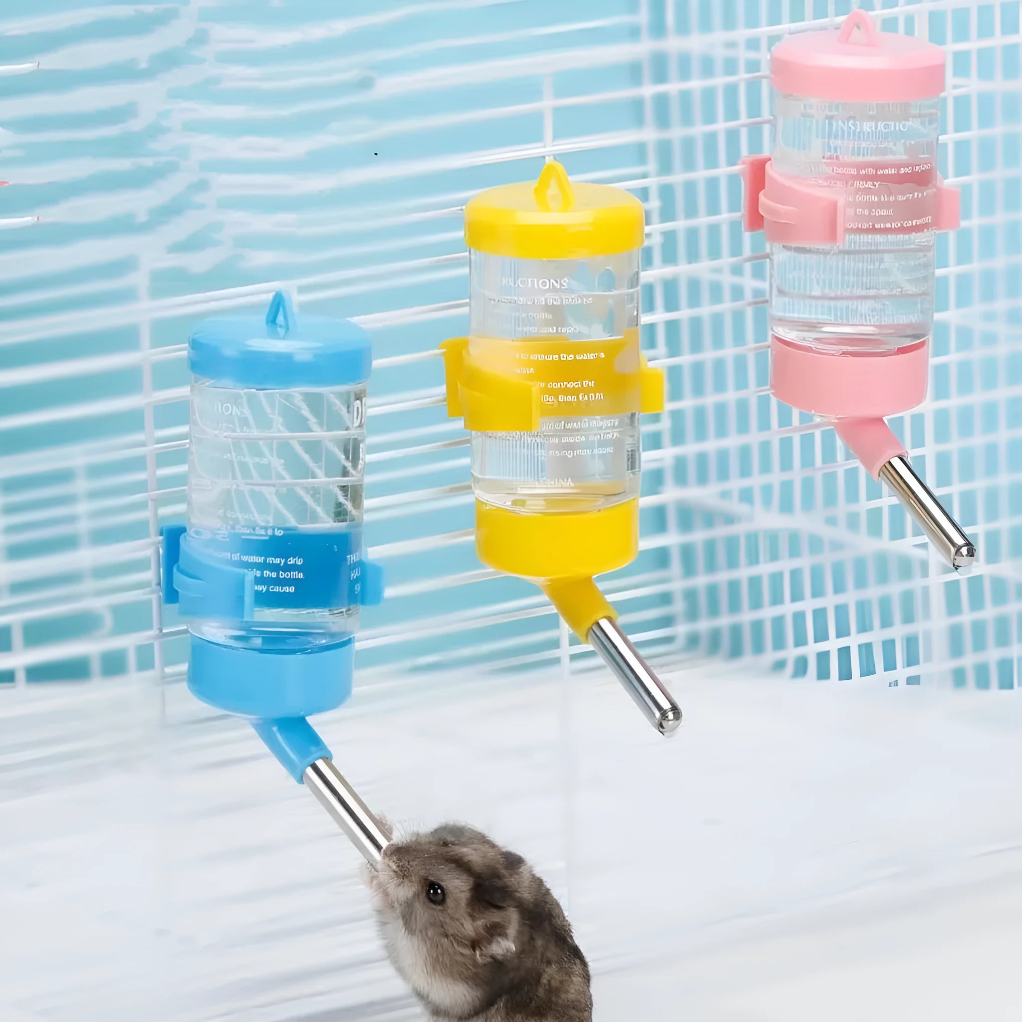 Ball kettle plastic pet water feeder in multiple colours with leak-proof design and glass measurement tube