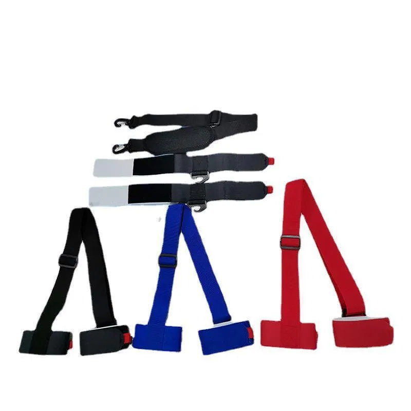 Skiing bandage shoulder strap with hook and loop closure in black, blue, pink, or red colours
