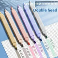 Double-headed fluorescent marking pens showing two different ink colours per pen