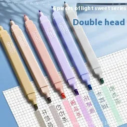 Double-headed fluorescent marking pens showing two different ink colours per pen