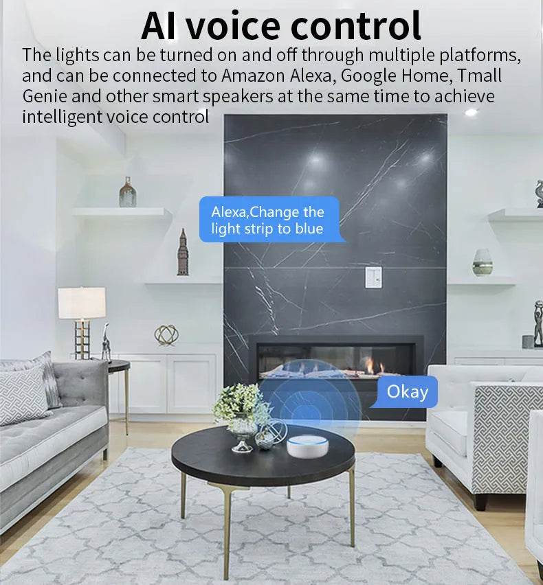 Smart GU10 LED spotlight bulb with RGBCCT colour adjustment and wifi connectivity for voice control